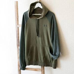 Under Armour Hoodie Men's Size L Olive Army Green Pullover Pocket Gorpcore